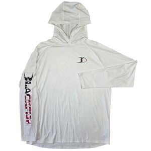 Blackfish Mens XL White Long Sleeve Sun Hoodie Fishing Performance Shirt Graphic